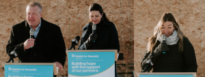 Mayor Sandra Masters, Gene Makowsky, Habitat for Humanity Sask Sod Turning